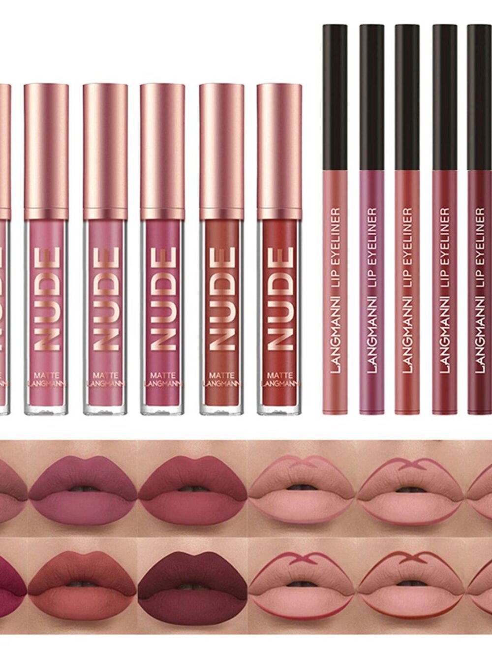 12Pcs Matte Liquid Lipstick and Lip Liner Set, Lip Makeup Combo (Set A) - Picture 7 of 8